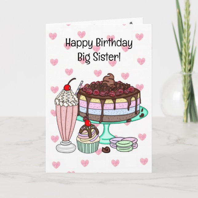 Grattis på födelsedagen Big Sister | Glass Cone Kort (Framsida)