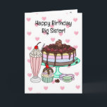 Grattis på födelsedagen Big Sister | Glass Cone Kort<br><div class="desc">Ha en mycket trevlig födelsedag är budskapet på insidan. Kortet är fullt av Kawaii stil-glass i tecknad.</div>