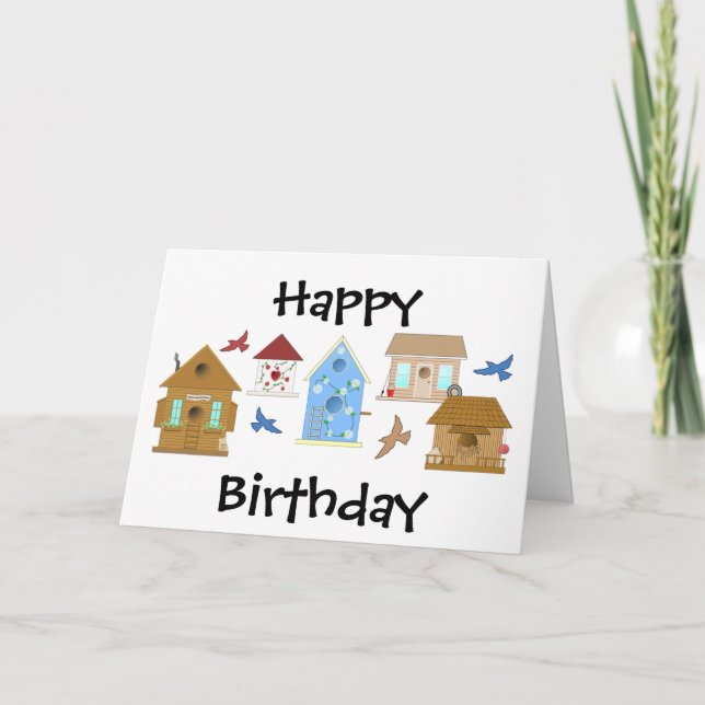 Grattis på födelsedagen Bird House CARD Kort (Framsida)