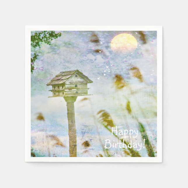 Grattis på födelsedagen Birdhouse Pappersservett (Framsidan)