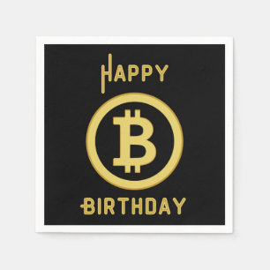 Grattis på födelsedagen Bitcoin Gold 3 Ply servett
