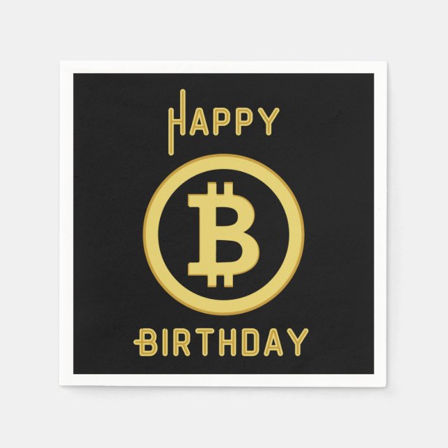 Grattis på födelsedagen Bitcoin Gold 3 Ply servett (Framsidan)