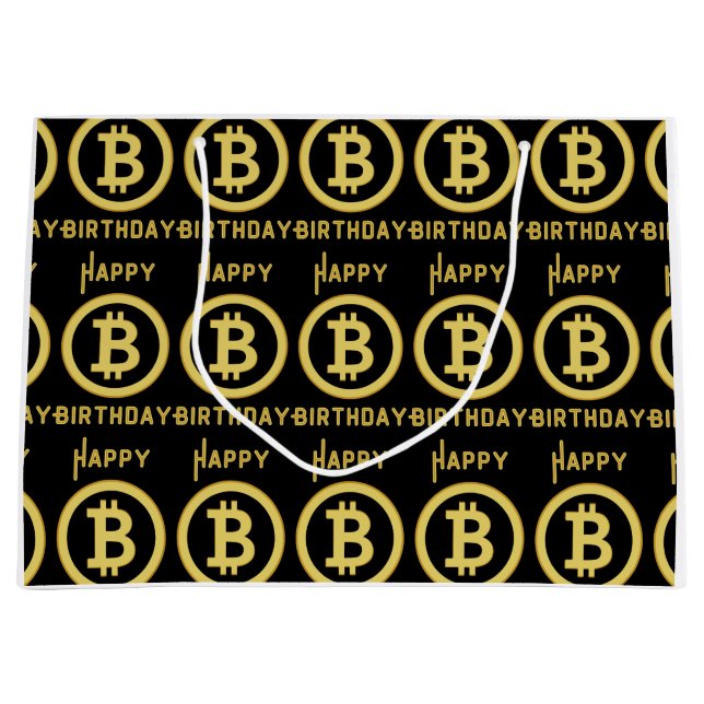 Grattis på födelsedagen Bitcoin Guld Stor Presentp (Framsidan)