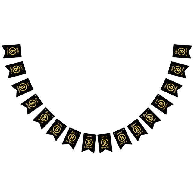 Grattis på födelsedagen Bitcoin Guld Vimplar Banne (Alla)