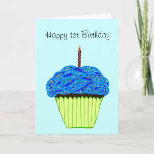 Grattis på födelsedagen Blå Cupcake Alla ÅLDERAR Kort