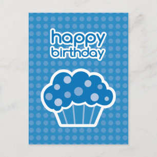grattis på födelsedagen blå cupcakes vykort