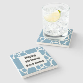 Grattis på födelsedagen, blå mönster stenunderlägg