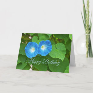 Grattis på födelsedagen Blå morgonglasblommor Kort