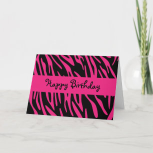 Grattis på födelsedagen Black and Rosa Zebra Rand  Kort