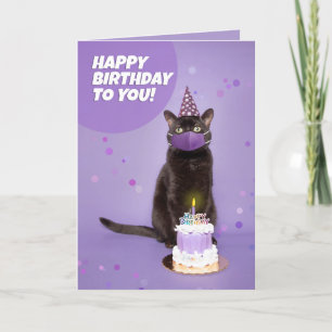 Grattis på födelsedagen Black Cat i Pandemi Ansikt Helgkort