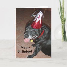 Grattis på födelsedagen Black Hund med Red Hat Kort