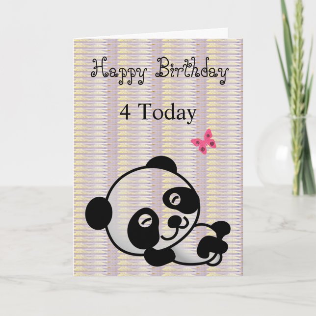 Grattis på födelsedagen Black Lilac Panda Card Kort (Framsida)