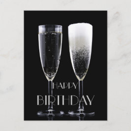 Grattis på födelsedagen Black White Champagne Flut Vykort