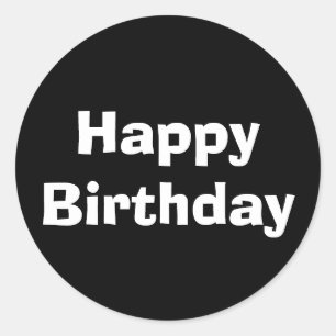 Grattis på födelsedagen Black White Modern Minimal Runt Klistermärke