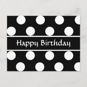 Grattis på födelsedagen Black & White Polka-vykort Vykort
