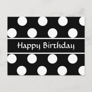 Grattis på födelsedagen Black & White Polka-vykort Vykort