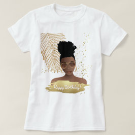 Grattis på födelsedagen, Black Woman, Tropical Gul T Shirt