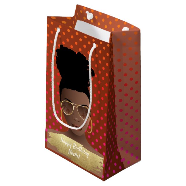 Grattis på födelsedagen! Black Woman w/Guld Shades (Framsidan Vinklad)