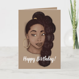 Grattis på födelsedagen, Black Woman w/Long Ponyta Kort
