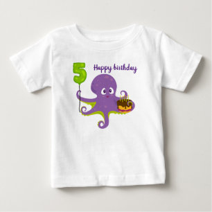 Grattis på födelsedagen bläckfisk 5-års födelsedag t shirt
