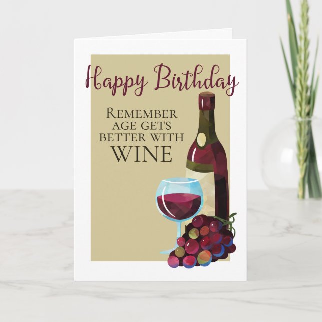 Grattis på födelsedagen blir bättre med Vin Humor Kort (Framsida)