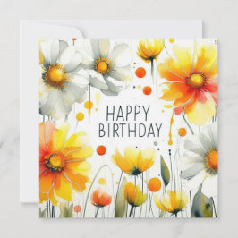grattis på födelsedagen blomma ram kort 