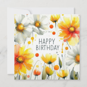 grattis på födelsedagen blomma ram kort