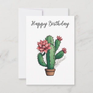 Grattis på födelsedagen Blommar Cactus Plant Kort