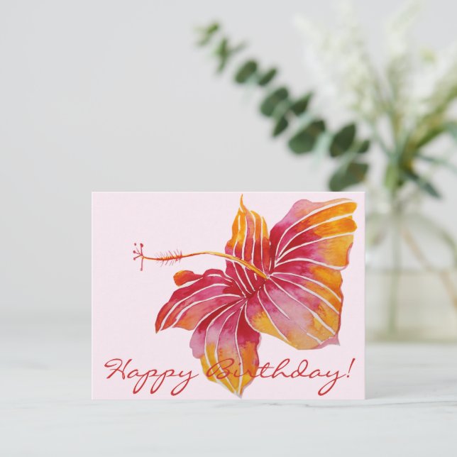 Grattis på födelsedagen  | Blommig Hawaii vykort (Stående Fram)