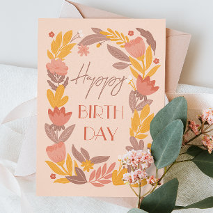 Grattis på födelsedagen. Blommigt av botaniska trä