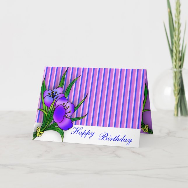 Grattis på födelsedagen Blommigt Card Kort (Framsida)