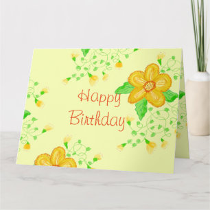 grattis på födelsedagen Blommigt Gult Kort