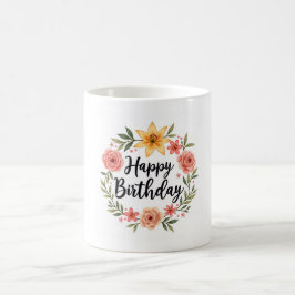 Grattis på födelsedagen Blommigt Kaffemugg