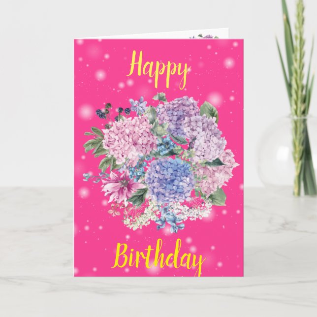 Grattis på födelsedagen Blommigt Kort (Framsida)