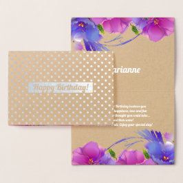 Grattis på födelsedagen. Blommigt Luxury Folierat Kort