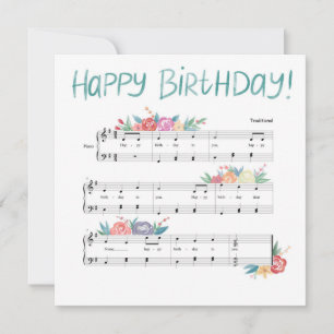 Grattis på födelsedagen Blommigt-musikkortet Lakan Anteckningskort