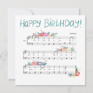Grattis på födelsedagen Blommigt-musikkortet Lakan Anteckningskort