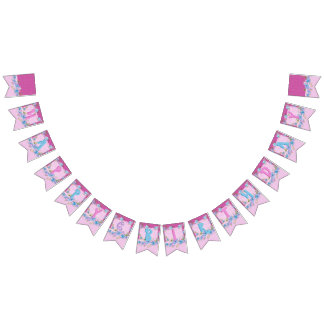 Grattis på födelsedagen Blommigt Rosa Lila Polka d Vimplar