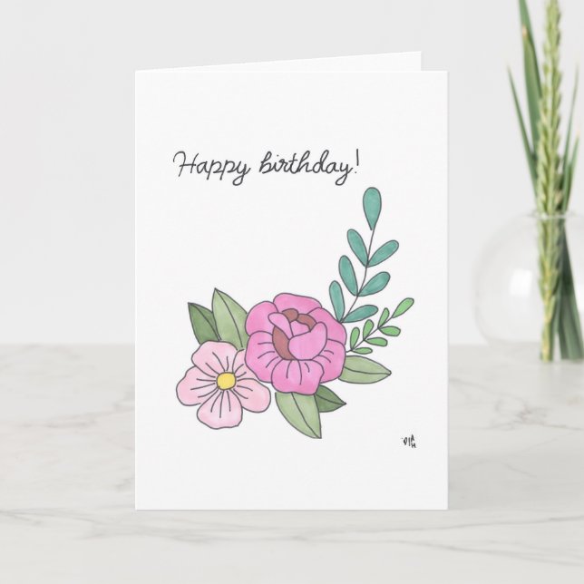 Grattis på födelsedagen Blommor 1 kort (Framsida)