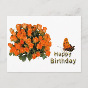 Grattis på födelsedagen Blommor Fjäril Vykort