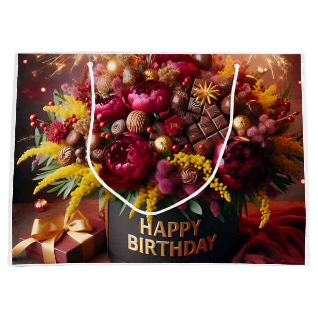 Grattis på födelsedagen, blommor och choklad, av N (Framsidan)