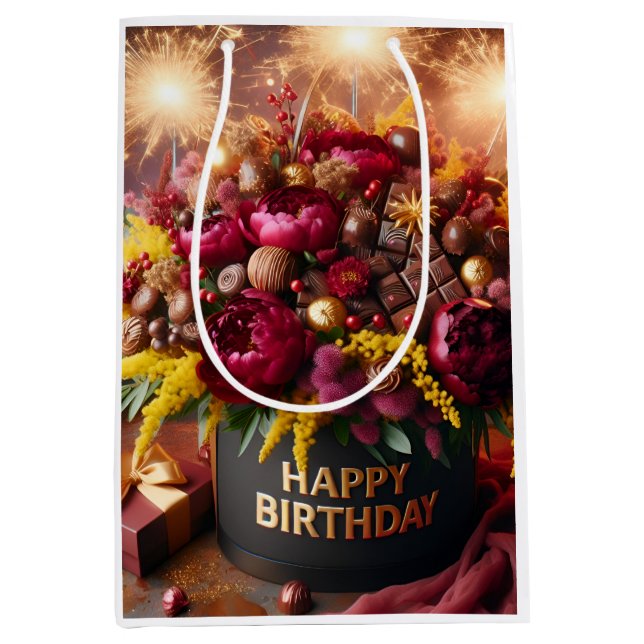 Grattis på födelsedagen, blommor och choklad, av N (Framsidan)