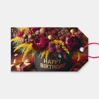 Grattis på födelsedagen, blommor och choklad, av N Presentetikett