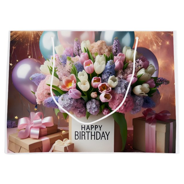 Grattis på födelsedagen, blommor och gåvor, av Nat (Framsidan)