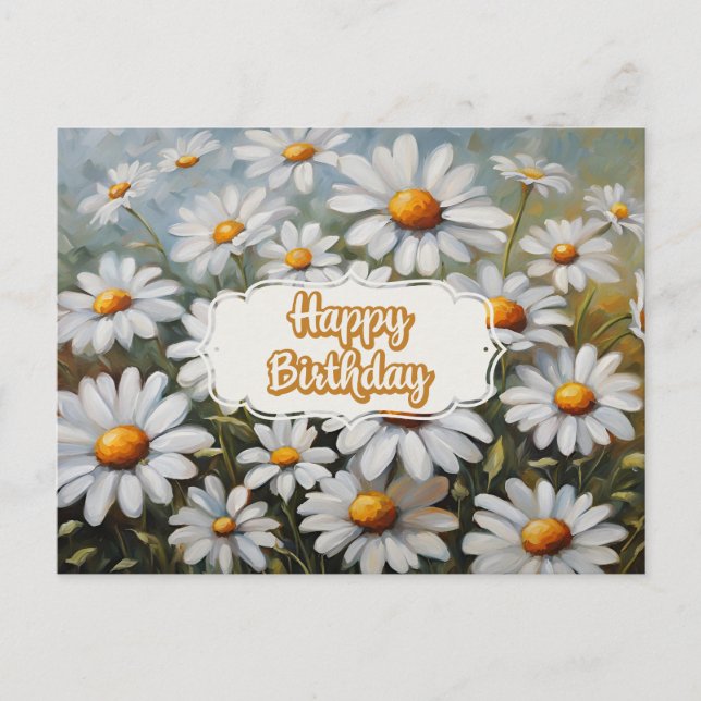 Grattis på födelsedagen Blommor som blommar Daisy  Vykort (Framsida)