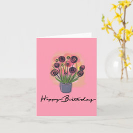 Grattis på födelsedagen Blomsterbukett Rosa Tom in Kort