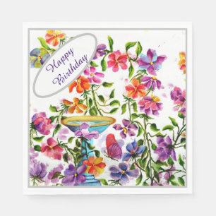 Grattis på födelsedagen BLOMSTERTRÄDGÅRD PARTY Pappersservett