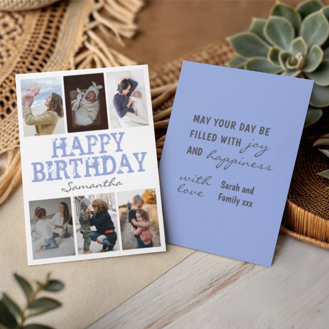 Grattis på födelsedagen Blue 6 Fotokollage Greetin (Skapare uppladdad)