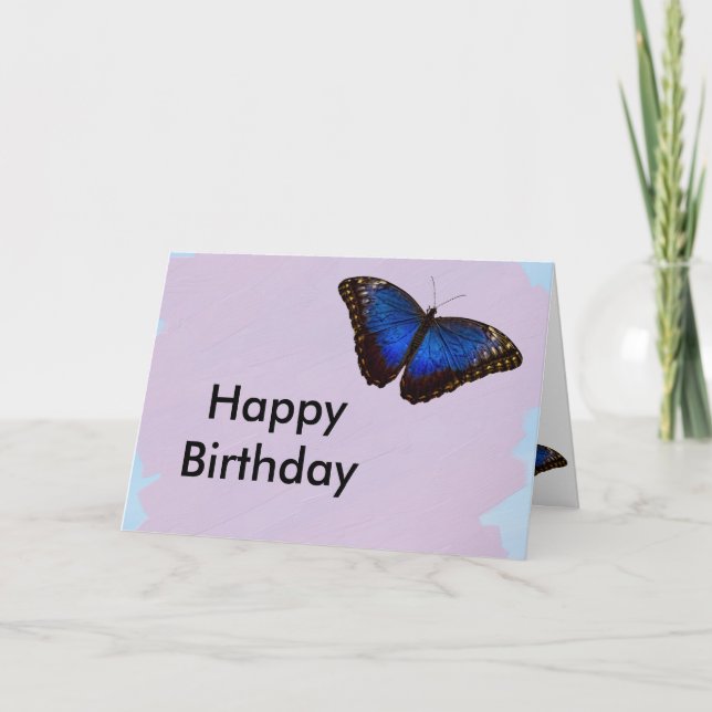 Grattis på födelsedagen Blue Butterfly Design Kort (Framsida)