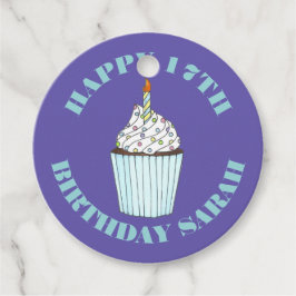 Grattis på födelsedagen Blue Cuptårta Sprinkles Fr Gåvor Etiketter